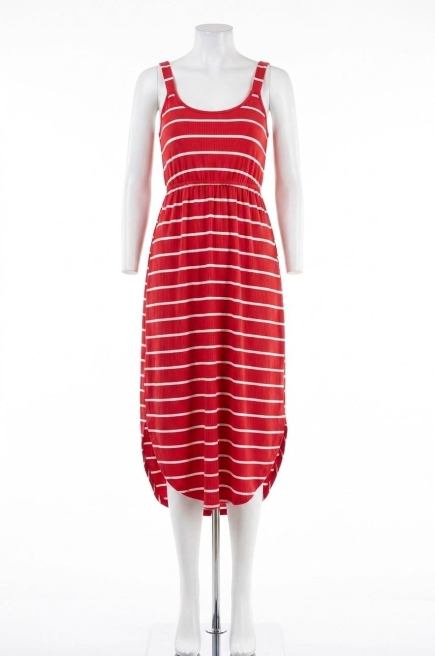 NEW MICHELLE MAE striped midi dress in red